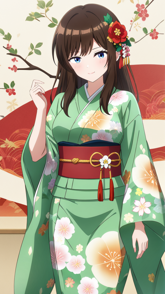 ナツキ(着物黄緑)